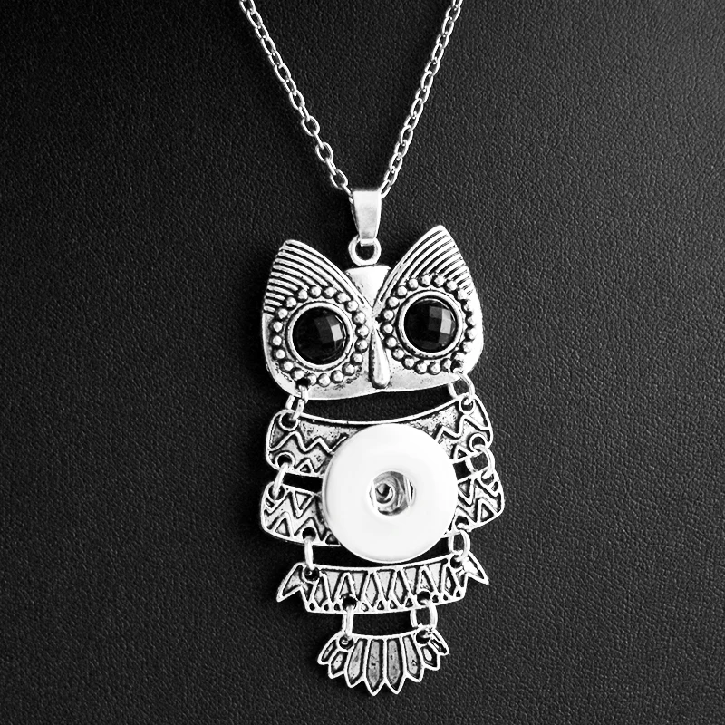 

NEW Vintage owl DIY 18mm snap button jewelry Necklace NC6052
