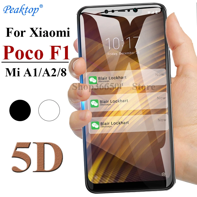 5D Poco F1 защитное стекло на ksio mi A2 A1 8 закаленное xiaomei xio xao F a 1 2 защита для экрана