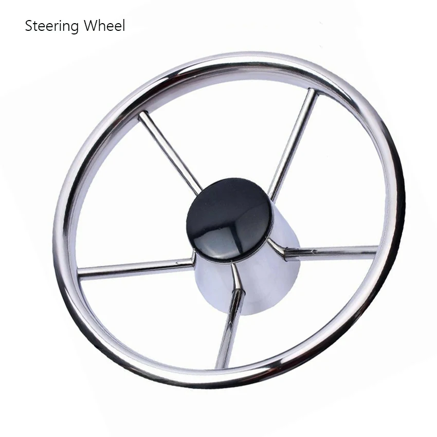 343 мм Спортивное Рулевое Колесо 304 из нержавеющей стали рулевое колесо для лодки с ручкой спиннера морские аксессуары - Цвет: Steering Wheel