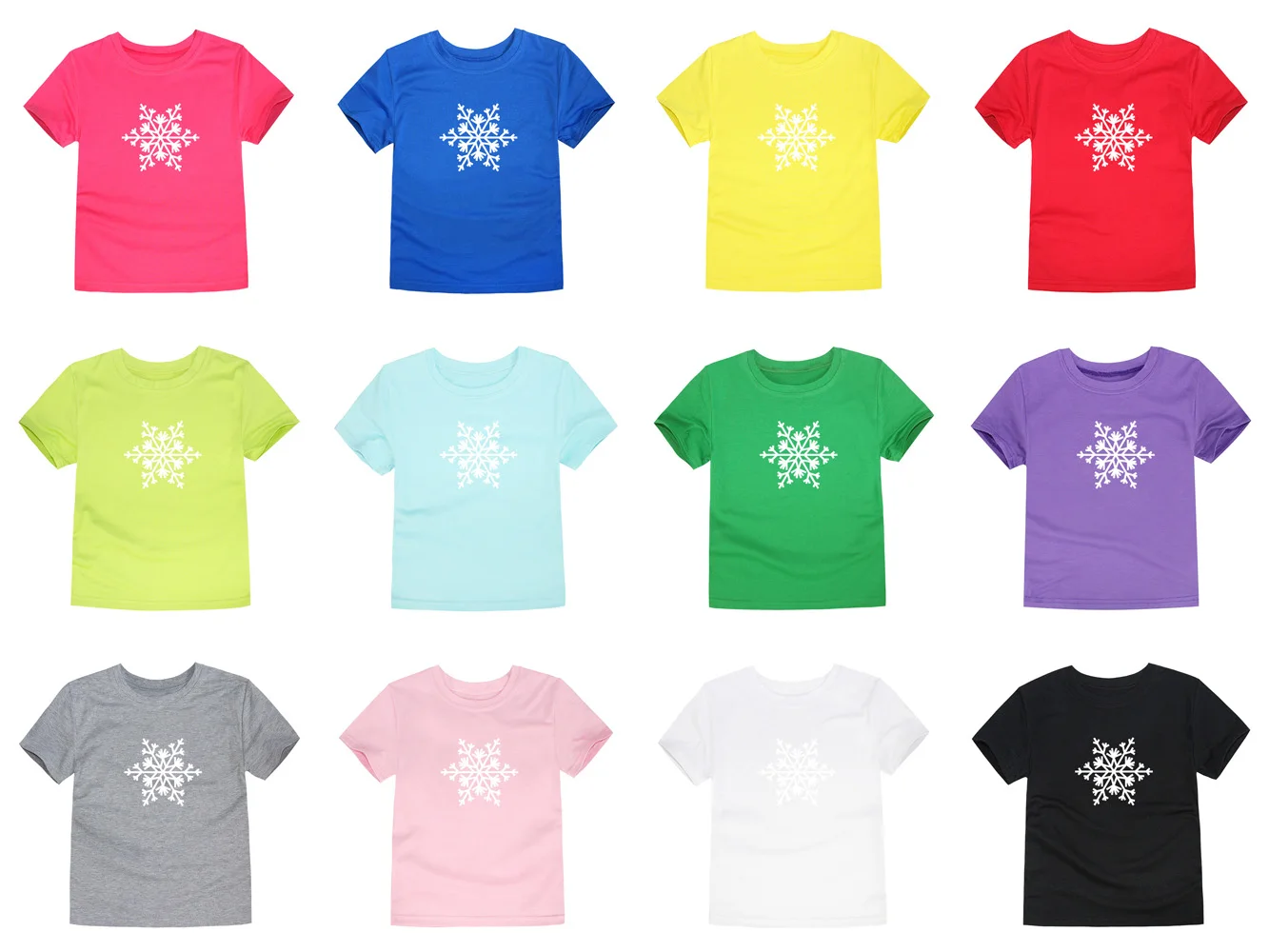 

Boys Girls Summer Short Sleeve Snowflake Printing T Shirts Kids 12 Colors T-Shirt Children Clothes Baby Tees Tops For 2-12 Years