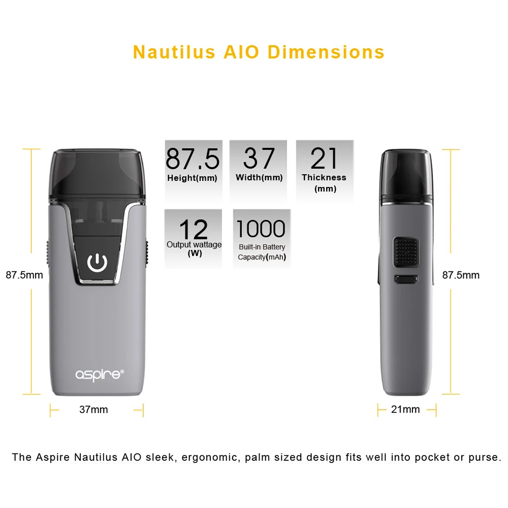 Aspire Nautilus AIO комплект новейшая система aspire pod TPD с аккумулятором 1000 мАч емкость 4 5 мл