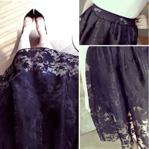 Новая женская двухслойная шифоновая плиссированная ретро мини черная юбка с эластичной талией