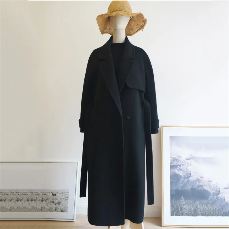 Nouvelle Longues Laine Thick Moyen Lâche À 2018 Long Femmes Dt0175 Noir Cachemire Black Manteau Mode Hiver Mince Survêtement Manches black De Veste RqgEXnwa