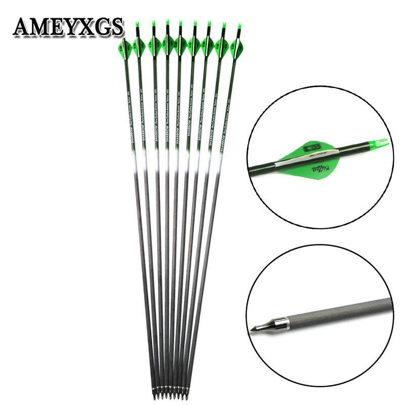 

6/12pcs Archery 400 Spine Carbon Arrows 31inch Pure Carbon Material Shooting Training Arrow Hunting Bow And Arrow Accessories