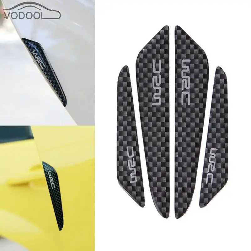 

VODOOL 4Pcs Black Carbon Fiber Car Sticker Protector Door Side Edge Protection Guards Anti-Scratch Film Auto Accessories