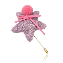 Pink Fabric Woolen Star Brooch Pin Fur Suit Women Fashion Jewelry Scarf Clip hat Bag Accessory 2016