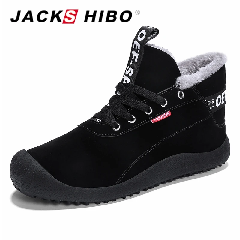 

JACKSHIBO Brand Winter Shoes for Men Warm Footwear Big Size Mens Shoes with Fur High Top Mens Snow Boots Sneakers Shoes Casual