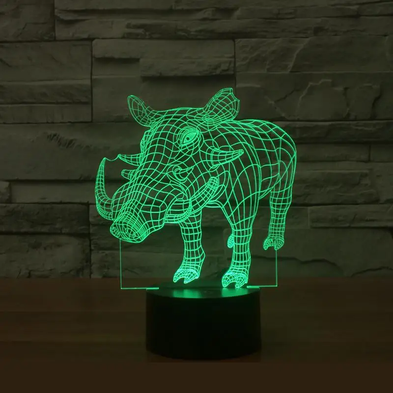 Кабан 7 Красочные 3d настольный стол лампаluminaria-де-меса светодиодный ночной Светильник Новинка Luminaria Led 3d светильник светильники Usb лампа
