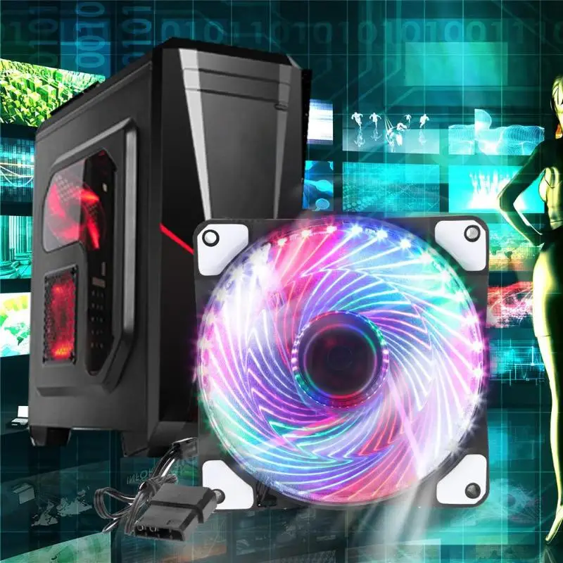 

PC Computer LED Cooling Fan 120mm Silent Fan 12V Luminous 3Pin 4Pin Plug Computer Case Heatsink Cooler Cooling Fan