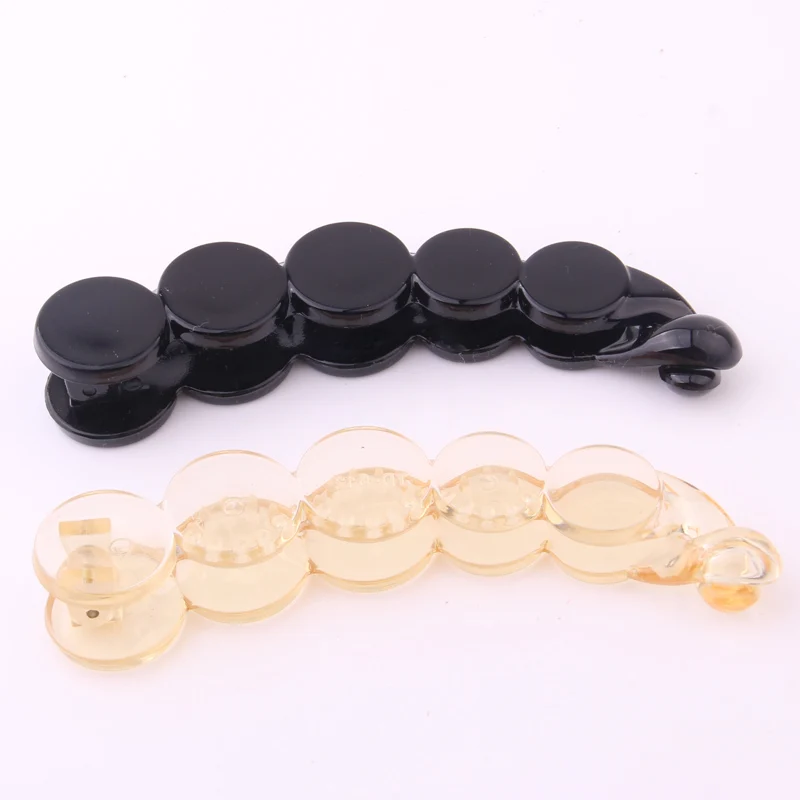 

2 PIECES Black Plain Plastic Banana Clip RENA CHRIS Round Peasecod Twist Hairpin For Lady Ponytail Holder Hair Clip Accessory