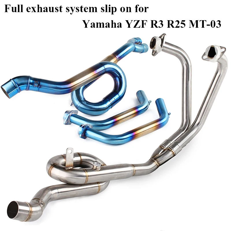 

YZF-R3 YZF-R25 MT-03 Motorcycle Exhaust Full System Front link Mid Pipe Tube Slip on for Yamaha R3 R25 2014-2018 MT03 2016-2018