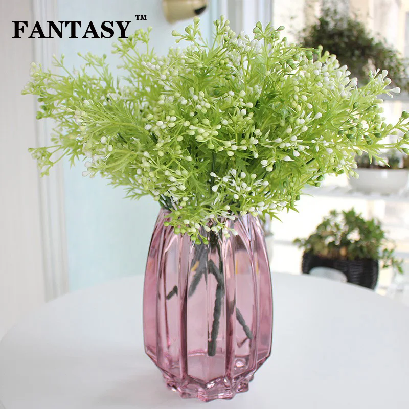 

FANTASY Artificial Green Plant Fake Small Berry Plastic Flower Bouquet Floral Wall Wreath Material False Leafs Flower Arranging