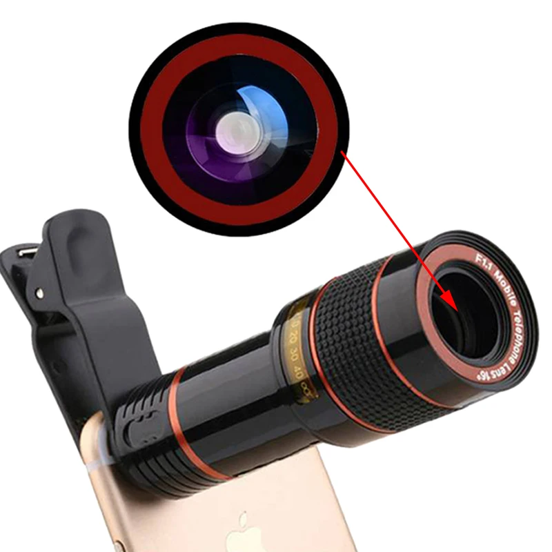 

12x HD Zoom Phone Telescope Zoom Optic Lens Monocular Mobile Cell MINI Scope Camera Clip for Iphone Samsung HTC Huawei LG Xiaomi