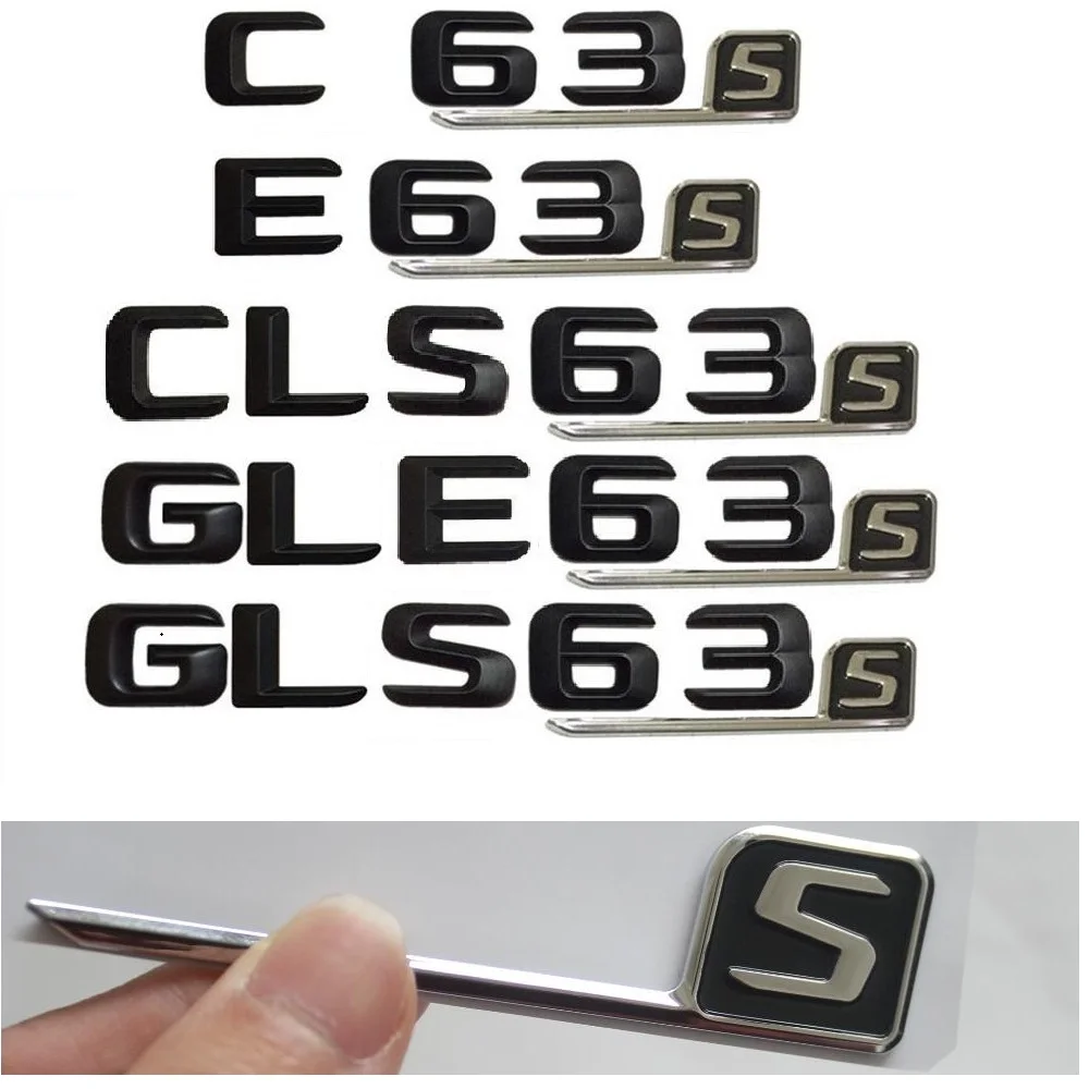 

3D Matte Black Letters Trunk Badge Emblem Emblems Badges for Mercedes Benz AMG C63s E63s S63s CLS63s GLE63s GLS63s S 4MATIC CDI