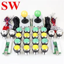 2 плеер Комплект Аркады своими руками с светодиодный USB энкодер на джойстик для ПК 32 мм Хромированный Светодиодный световая кнопка включения для Mame игры Mahcine часть