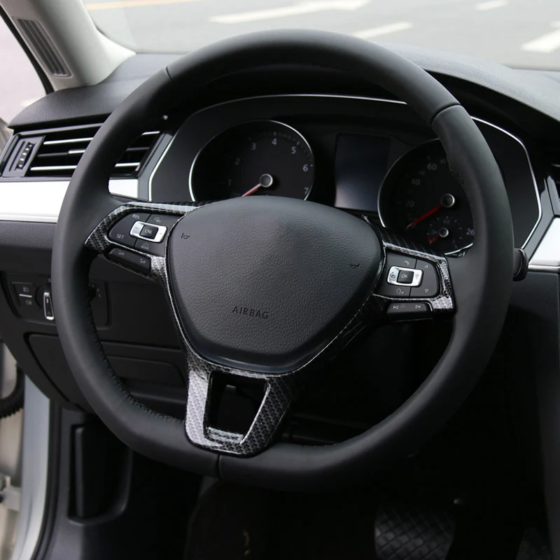 Для Tiguan MK2 2016 2017 2018 ABS углеродное волокно Автомобильный руль Кнопка рамка Крышка