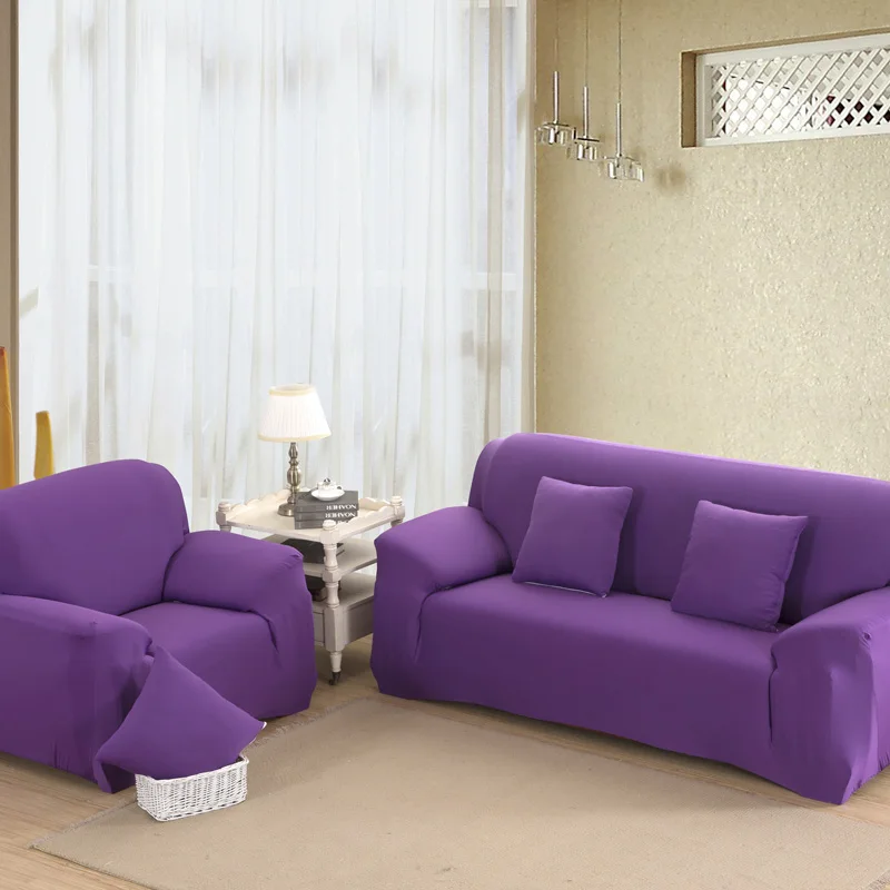 16 цветов, чехол на диван из стрейч-материала из эластичной ткани, угловой диван Чехол 1/2/3/4-Seater на двоих покрывало на диван мебель 1 шт. стирка в стиральной машине - Цвет: purple