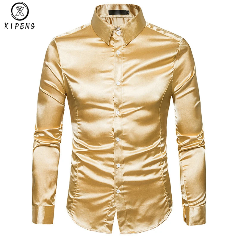 Silk Shirt Men 2018 Satin Smooth Men Solid Tuxedo Shirt Business ...