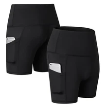 Женские шорты для йоги с завышенной талией, тренировка с управлением животиком для спортивной йоги шорты с карманом, женские спортивные шорты