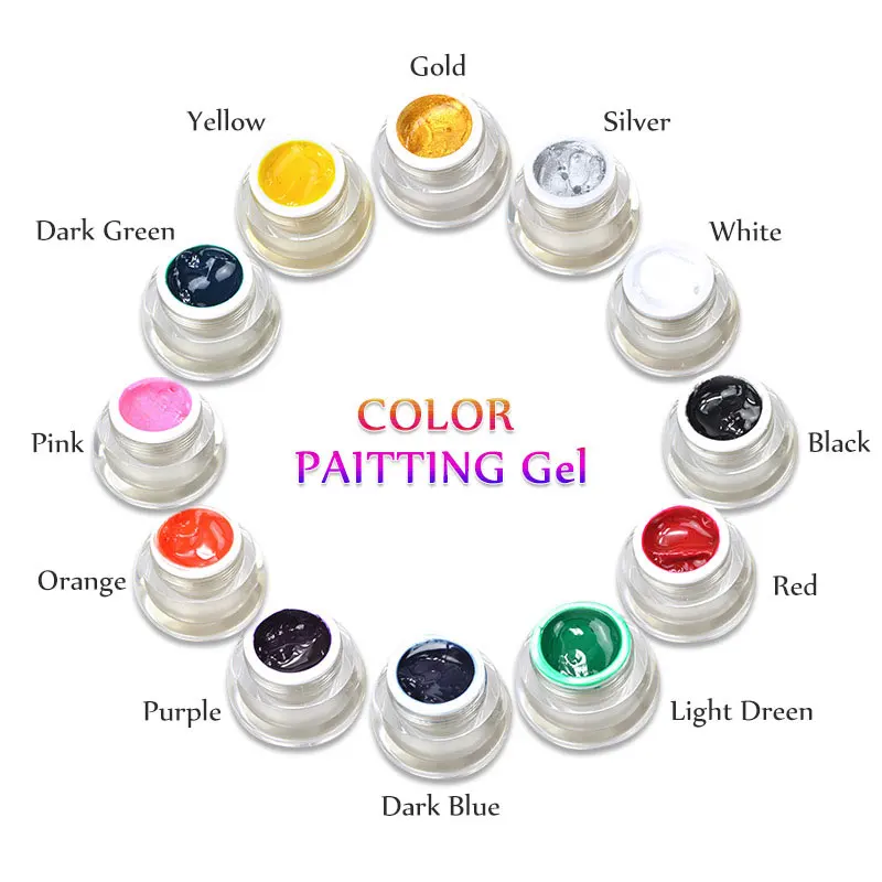 3D Nail Art Paint Color Gel DIY Nail Art Colors Draw Painting Acrylic Color UV Gel Tip 12 Colors Painting Gel In Nail Hot