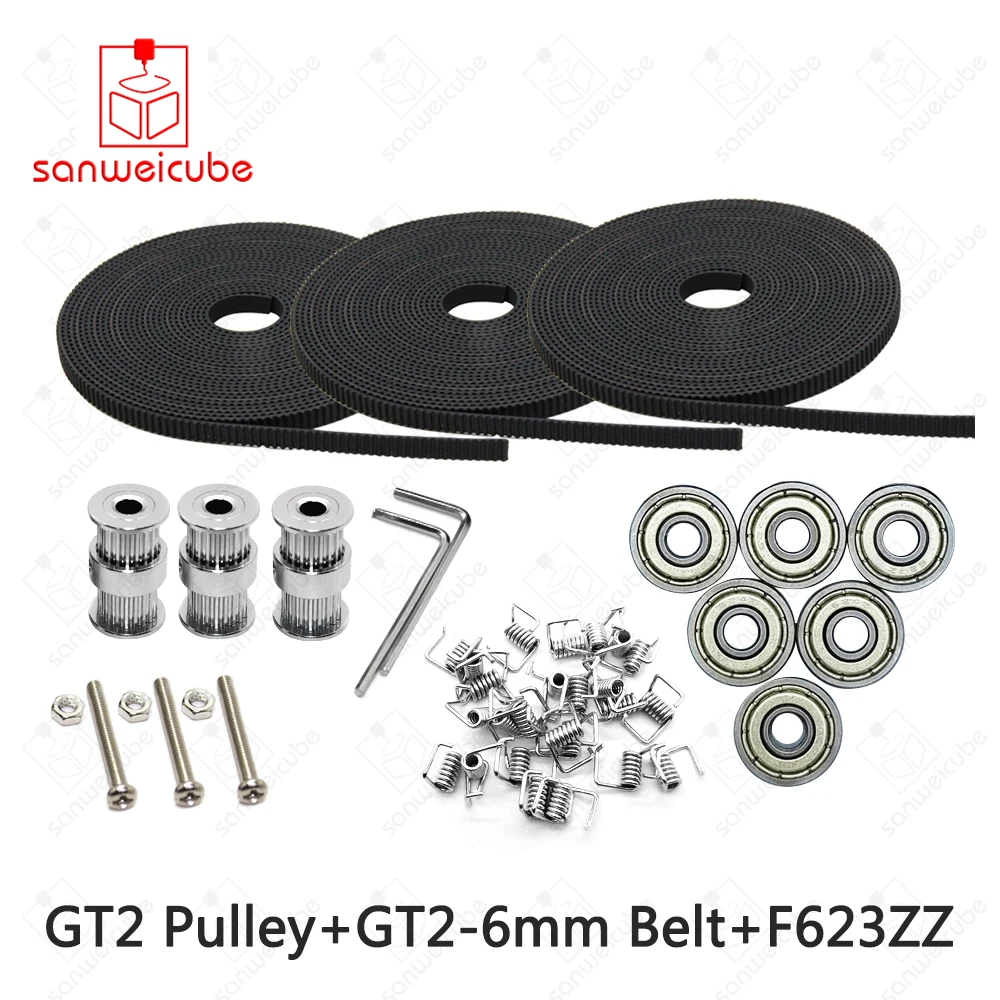 

1 set F623ZZ Bearing + 2M Belt GT2 20 Tooth Pulley bore 5mm for Delta Rostock Kossel Mini & GT2 Gear DIY kit aluminum