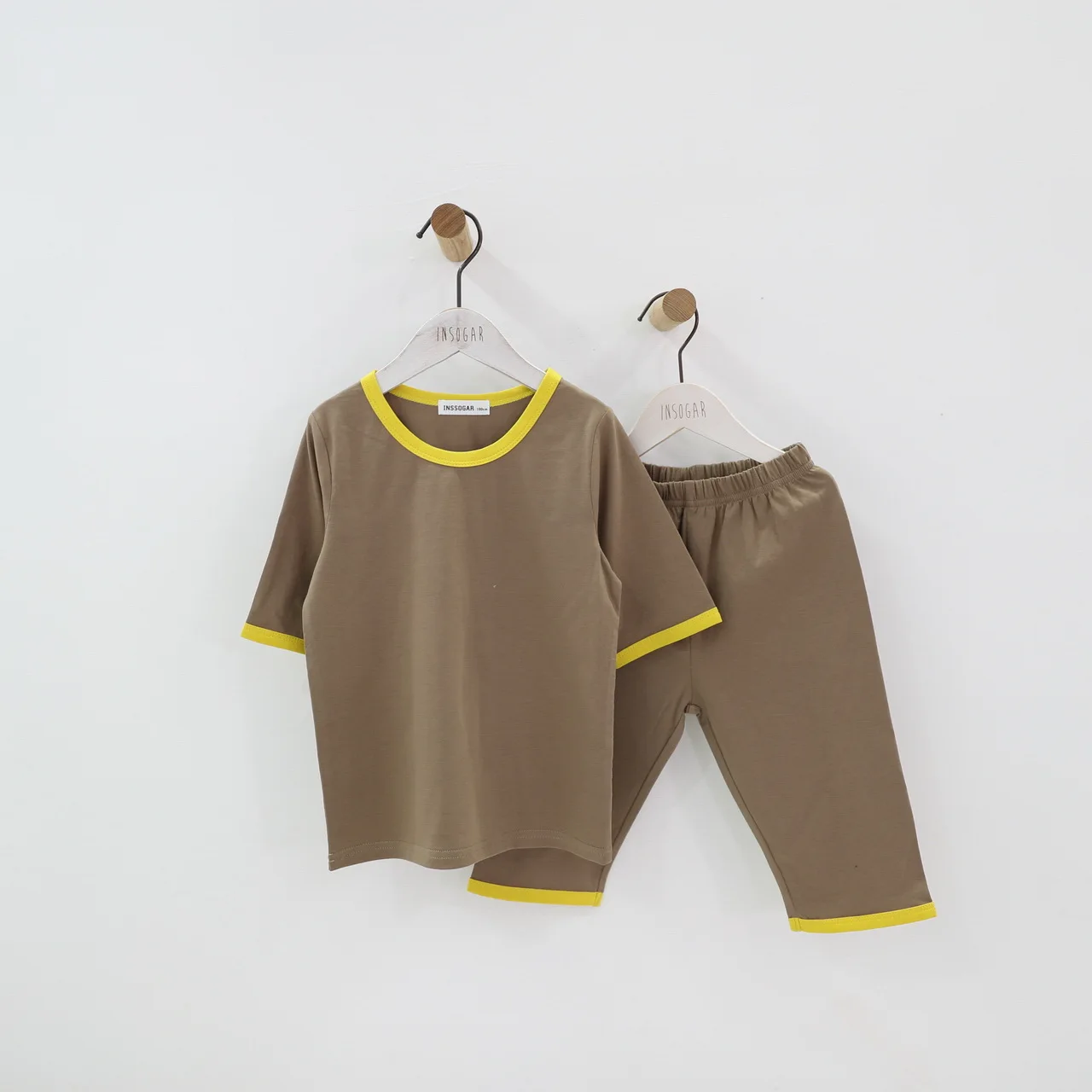 Футболка на день рождения для девочек, хлопковые пижамы Odell Летний Тонкий костюм для мальчиков, кондиционер детские летние пижамы - Цвет: Хаки