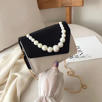 

Pearl Crossbody Bags For Women Chain Leather Messenger Bags Fashion Female Hasp Designer Handbag Ladies Flap Клатч Женский
