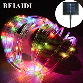 

BEIAIDI 12M Copper Solar Powered String Lights 100 Leds Solar Rope Tube Led String Fairy Light For Garden Fence Christmas Party