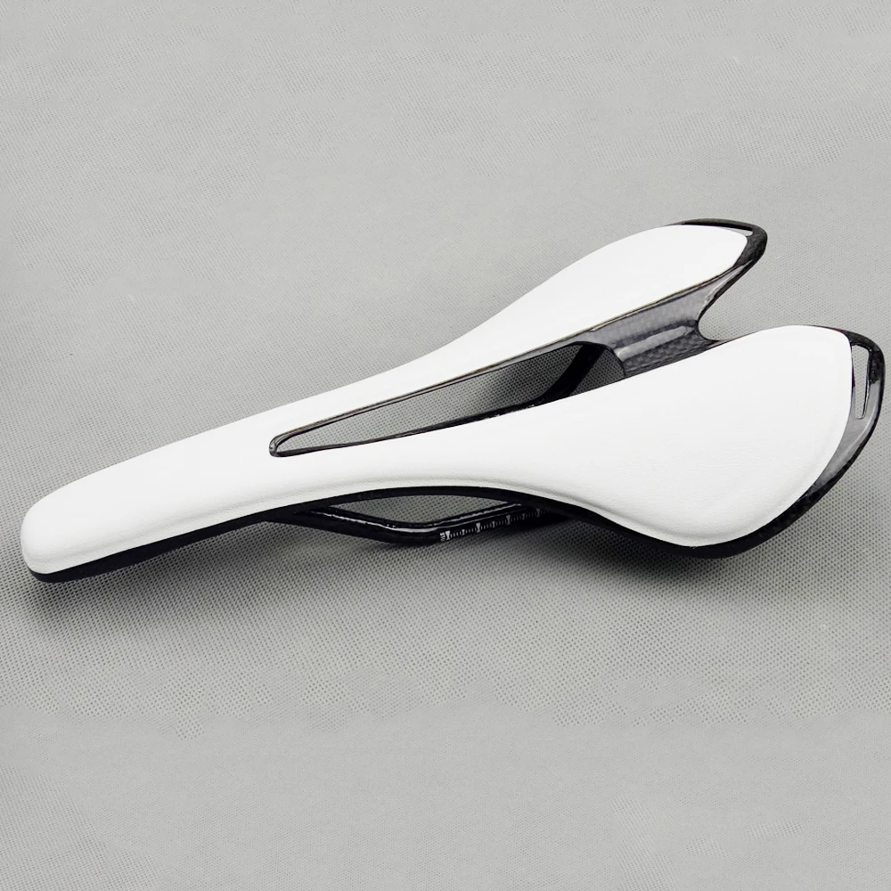 

New Carbon+Leather Fiber Saddle Bicycle Cycling Bike Road/MTB Seats Super Lightweight White / Red / Black Carbon Saddle