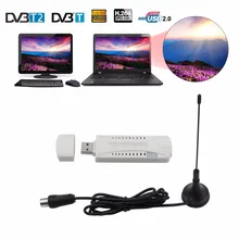 OOTDTY DAB Numérique HDTV Bâton Tuner Récepteur FM USB Dongle DVB-T2/DVB-T/DVB-C pour PC avec Récepteur Antenne