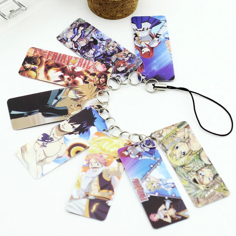 

1 pcs cool Cartoon Anime Fairy Tail Photo Pvc 8 Card String Pendant handset decoration figure toys
