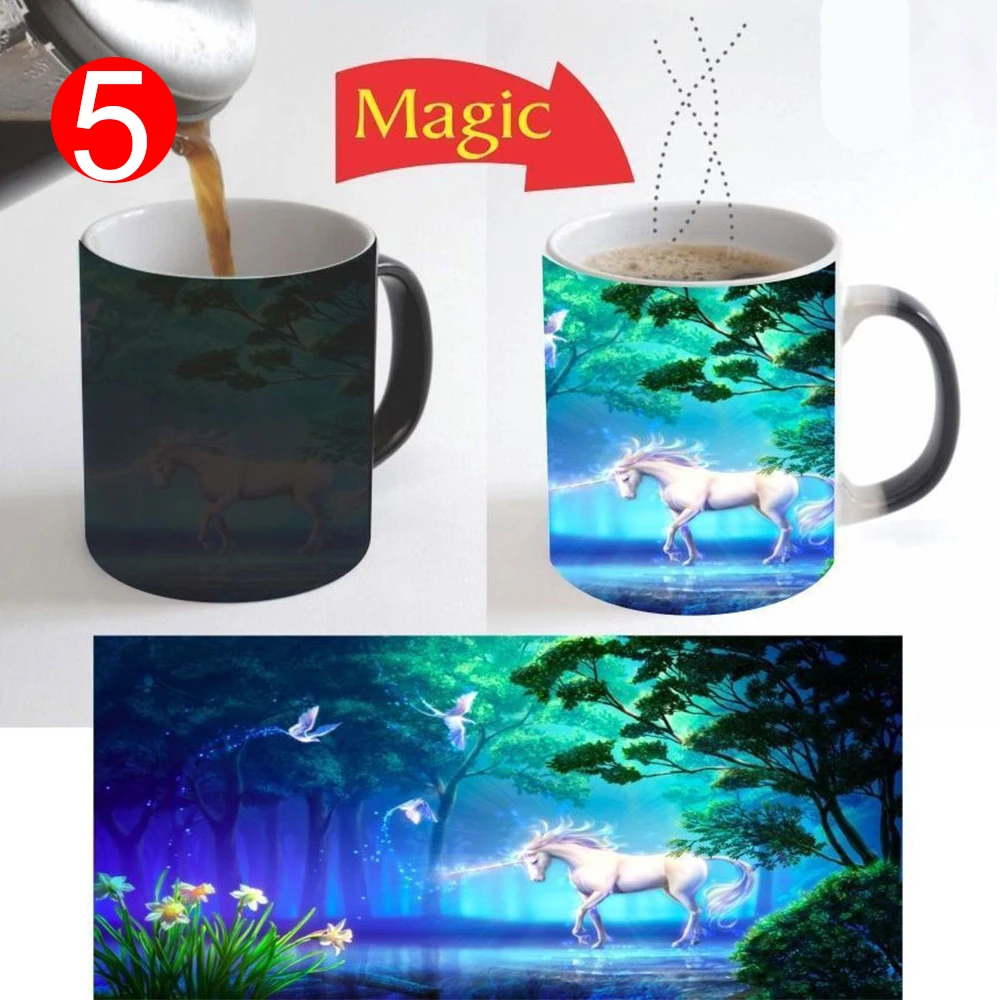 СОП цвет ation керамическая 3D кофе изменяющая цвет чашка кружка молоко посуда для напитков домашний чай пони Рог 301-400 мл Волшебный подарок кухонный инструмент