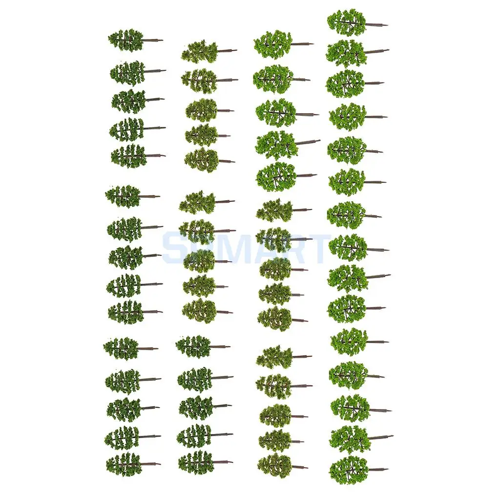 MagiDeal 60Pcs 1/150 Scale Model Tree for Model Building Layout Street Railway Forest Architecture Scene Landscape