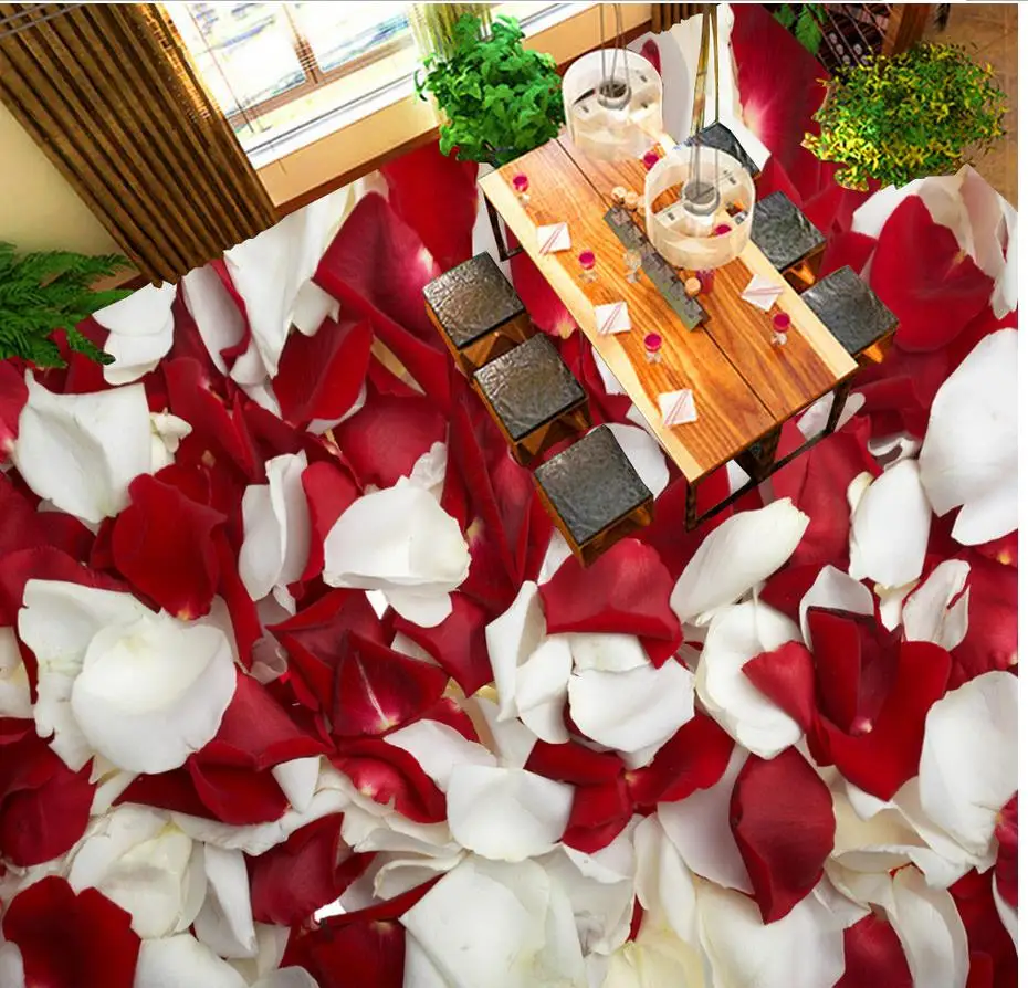Mural-3d ПВХ обои самоклеящиеся пол Wallpaper-3d красивый романтичный лепесток