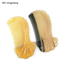 MC mujeres viaje cepillo de pelo del cuerno del Buey forma de pescado peines profesional cepillo champú cuero cabelludo antiestático peluquería encaje peines herramientas