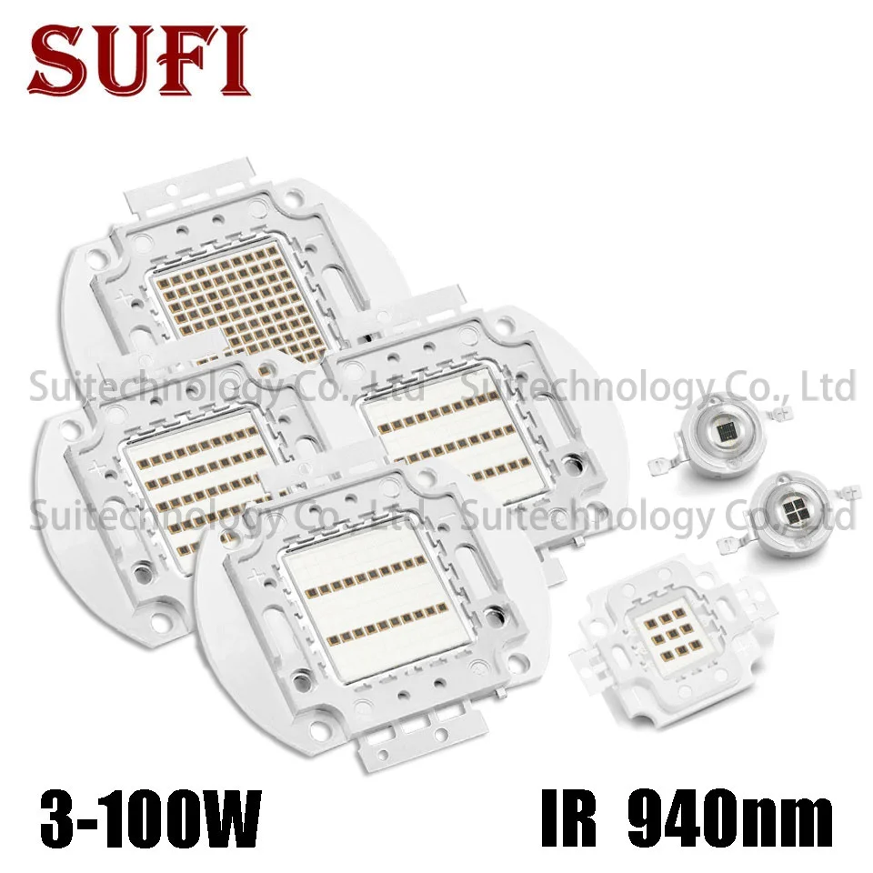 ИК-высокомощный светодиодный инфракрасный светильник 940Nm 3 Вт 5 Вт 10 Вт 20 Вт 30 Вт 50 Вт 100 Вт COB, интегрированный светильник с бусинами, камера видеонаблюдения с ночным видением