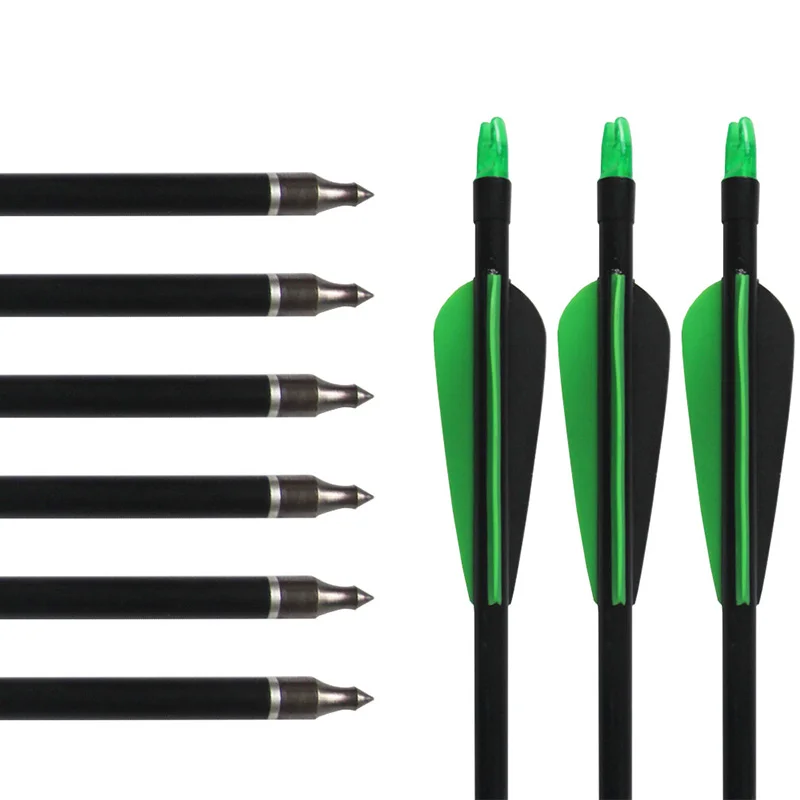 6pcs-80cm-Length-Replaceable-Arrowhead-Target-Practice-Steel-Point-Green-Black-Feather-Archery-Fiberglass-Arrows-with (1)