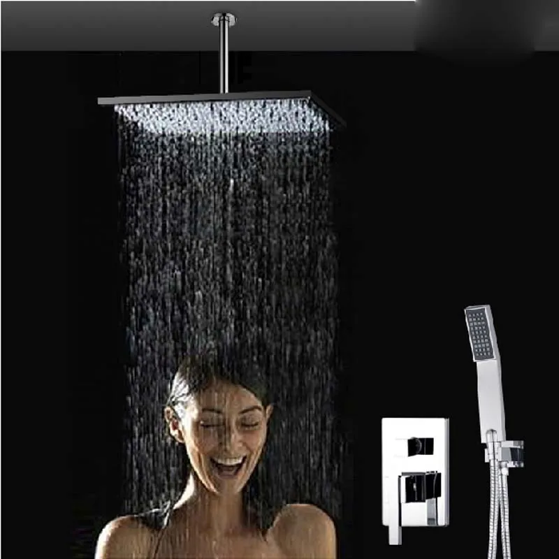 

Wholesale And Retail Ceiling Mounted Rain Shower Mixer Tap Diverter Valve W/ Hand Shower Chrome Finish Shower Arm