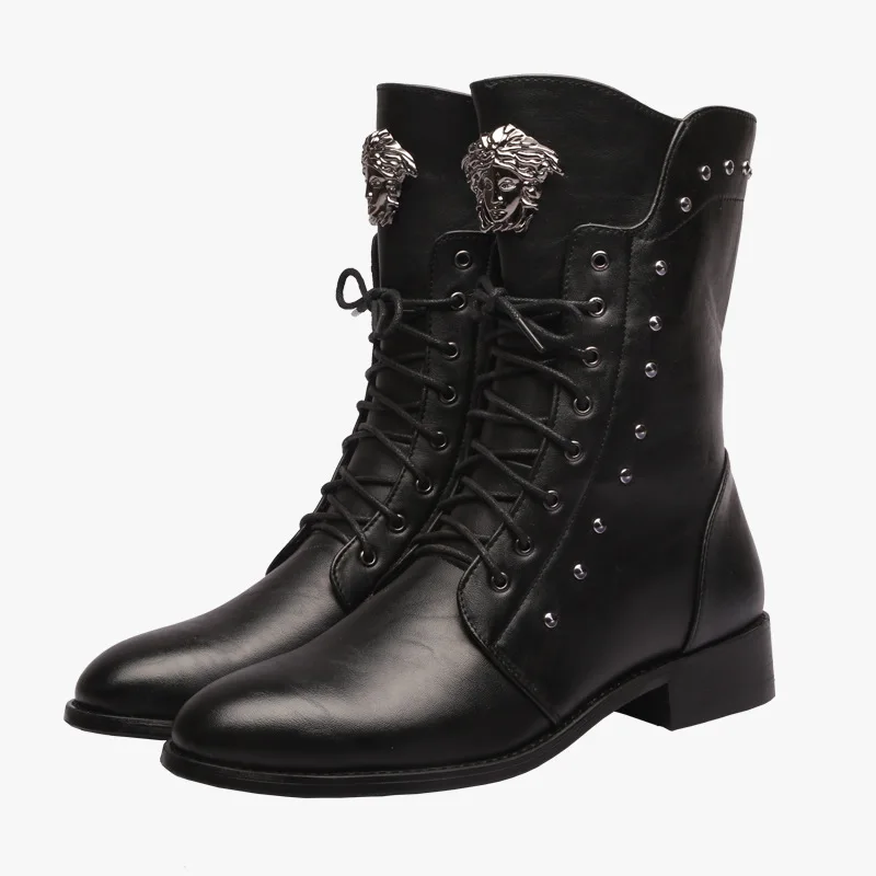 

New men's boots bota masculina British rivet factory direct men's leather boots motorcycle boots botas hombre men's leather boot