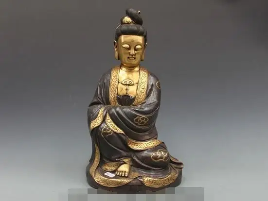 

China Imperial family Buddhism Pure Bronze Gold Free Kwan-yin Bodhisattva Statue