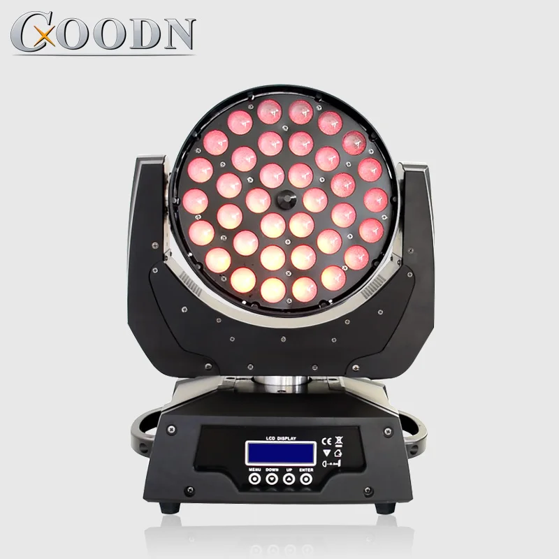Светодиодный светильник с подвижной головкой и зумом, 36x12 Вт, RGBW, 4в1, лучевой светильник DMX для DJ