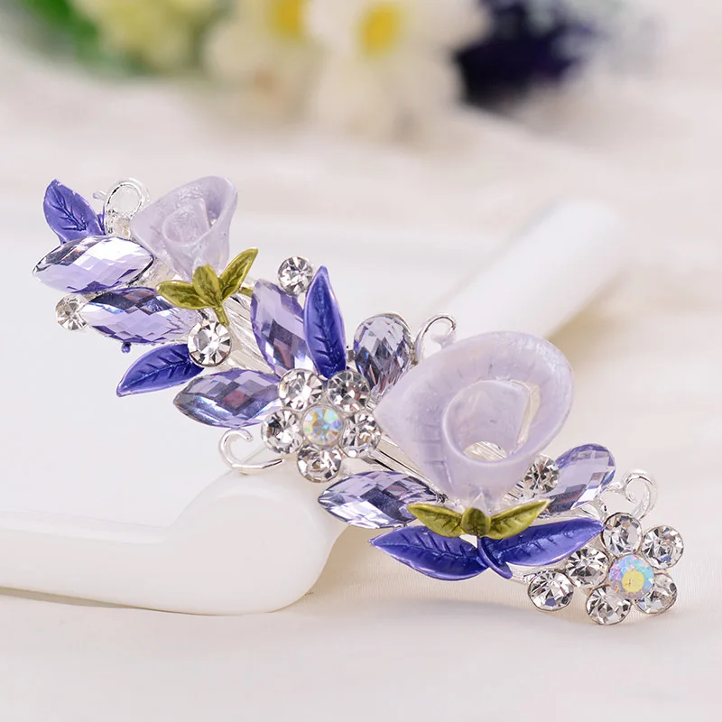 

Women Fashion Foral Crystal Pearl Elegant Ladies Barrettes Hair Clip Hairgrips Accessories Alloy Hair Claws Headwear for Girls
