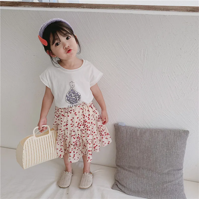 2019 Summer New Arrival korean style cotton cartoon printed all-match short sleeve t-shirt for cute sweet baby girls and boys | Мать и