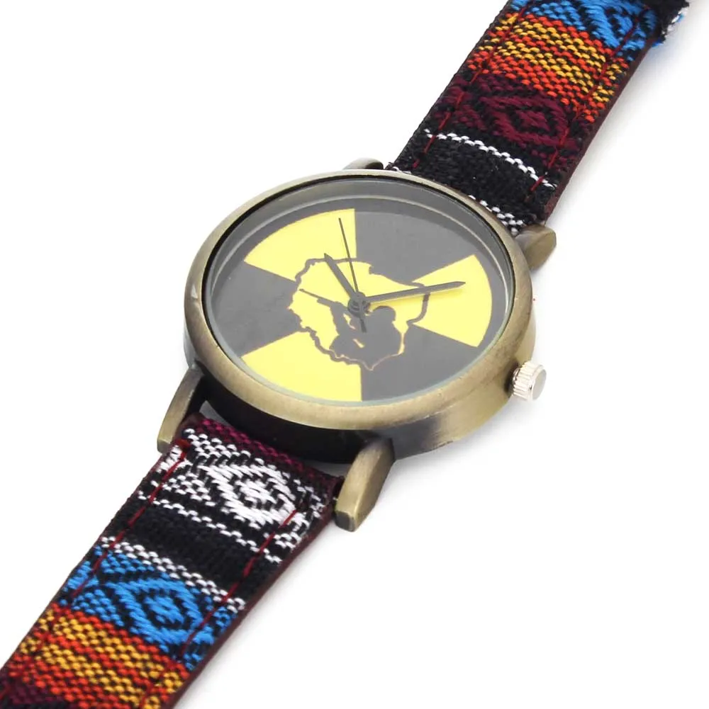 Hunting Variant Game Military Hobby Nuclear Radiation Marker Fashion Men Women Stripes Canvas Band Sport Analog Quartz Watch