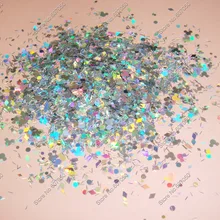30gram-голографический лазер серебро устойчив к растворителям блестки смешанные блестки разной формы для пилка для ногтей декорации