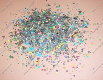 

30gram-Holographic Laser Silver Solvent Resistant Glitter Mixed Paillette Spangles Shapes for Nail Art Nail Polish Decoartions