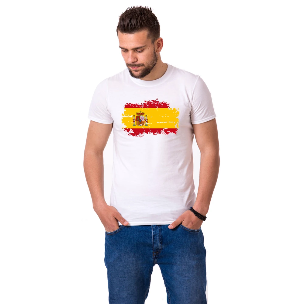 BLWHSA испанский национальный флаг футболки для мужчин мода короткий рукав ностальгические испанские фанаты летние игры Cheer футболки