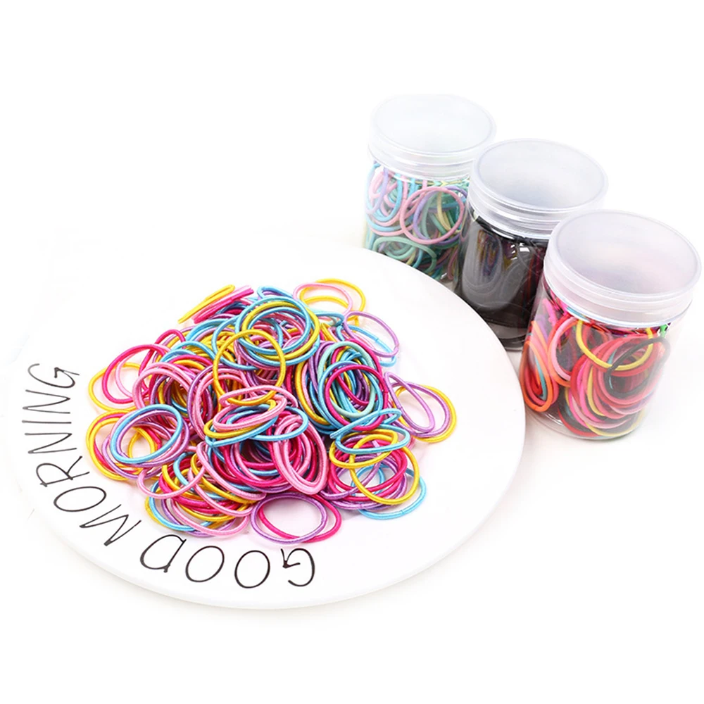 

100pcs/1set Colorful Elastic Rubber Bands Girls Mini Hair Bands Ring Kids Ponytail Holder Hair Gum Tie Headwear Hair Accessories