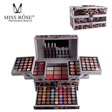 Miss Rose, профессиональный набор для макияжа поле в Алюминий три слоя включают Блеск тени, блеск для губ Румяна для визажиста
