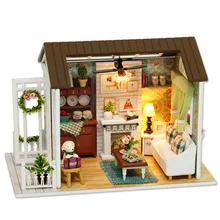 Cute Families House DIY Wooden Puppet House Hand Assembled Model House Kids Toys Crafts for Children Juguetes Brinquedos sylvanian families house diy french coffee trip handmade house wooden toy crafts for children toys for girls juguetes brinquedos